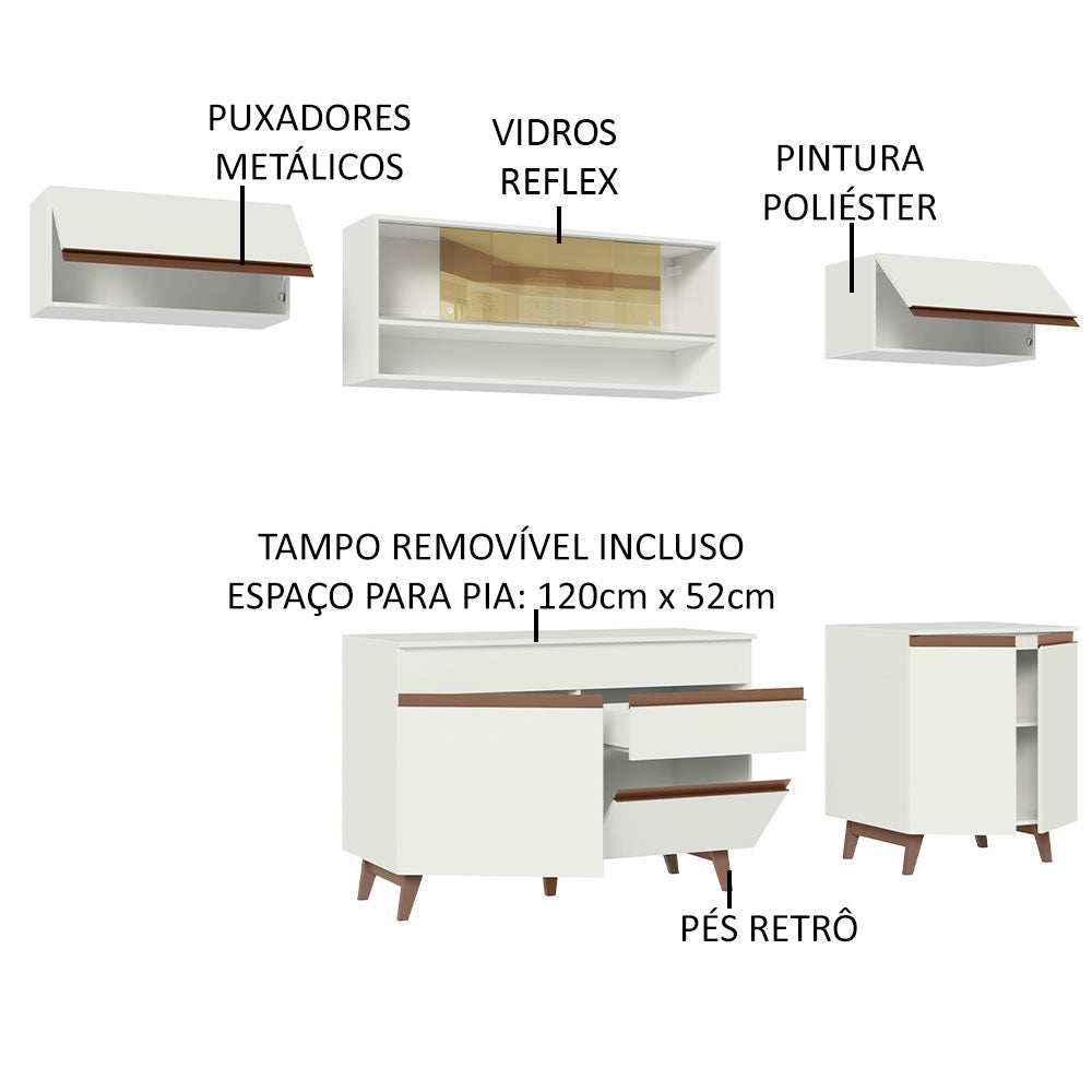 Armário de Cozinha Completa 260cm Branco Reims Madesa 11