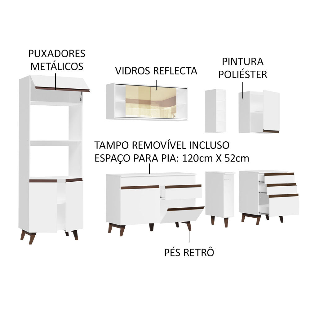 Armário de Cozinha Completa 270cm Branco Reims Madesa 01