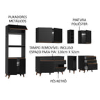 Armário de Cozinha Completa 270cm Preto Reims Madesa 02