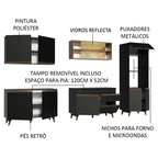 Armário de Cozinha Completa 310cm Preto/Rustic Reims Madesa 01