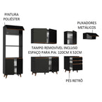 Armário de Cozinha Completa 320cm Preto Reims Madesa 01