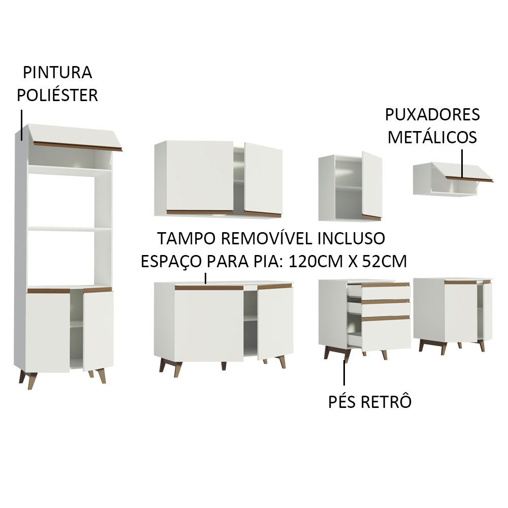 Armário de Cozinha Completa 320cm Branco Reims Madesa 02