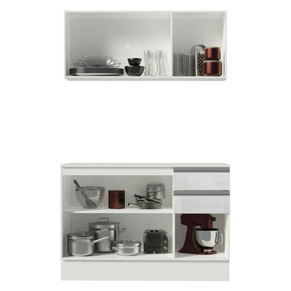 Armário de Cozinha Compacta 100% MDF 120 cm Frentes Branco Brilho Smart Madesa XP
