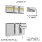 Armário de Cozinha Compacta 100% MDF 180cm Branco Smart Madesa 02