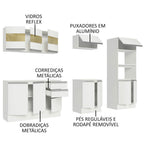 Armário de Cozinha Completa 100% MDF 250 cm Branco Smart Madesa 02