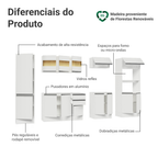 Armário de Cozinha Completa 100% MDF 300 cm Frentes Branco Smart Madesa 01