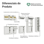 Armário de Cozinha Completa 100% MDF 300cm Branco Smart Madesa 02