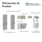 Armário de Cozinha Completa 100% MDF 350cm Smart Branco Brilhante Madesa 01