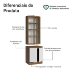Kit Balcão + Cristaleira 70cm Rustic/Branco Stella Madesa 02