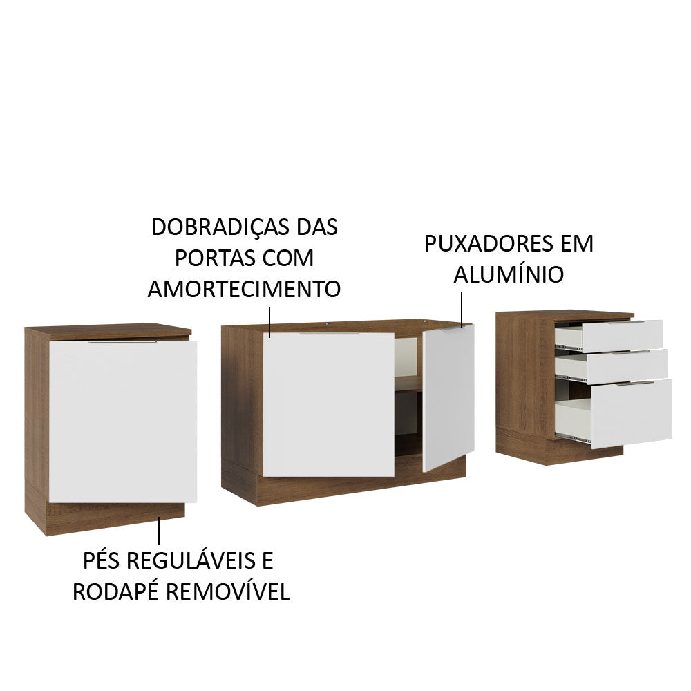 Armário de Cozinha Compacta 240cm Rustic/Branco Stella Madesa 01