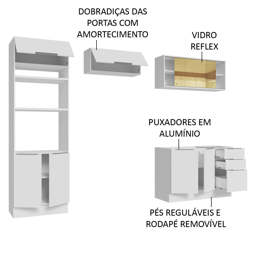 Armário de Cozinha Completa 270cm Branco Stella Madesa 06