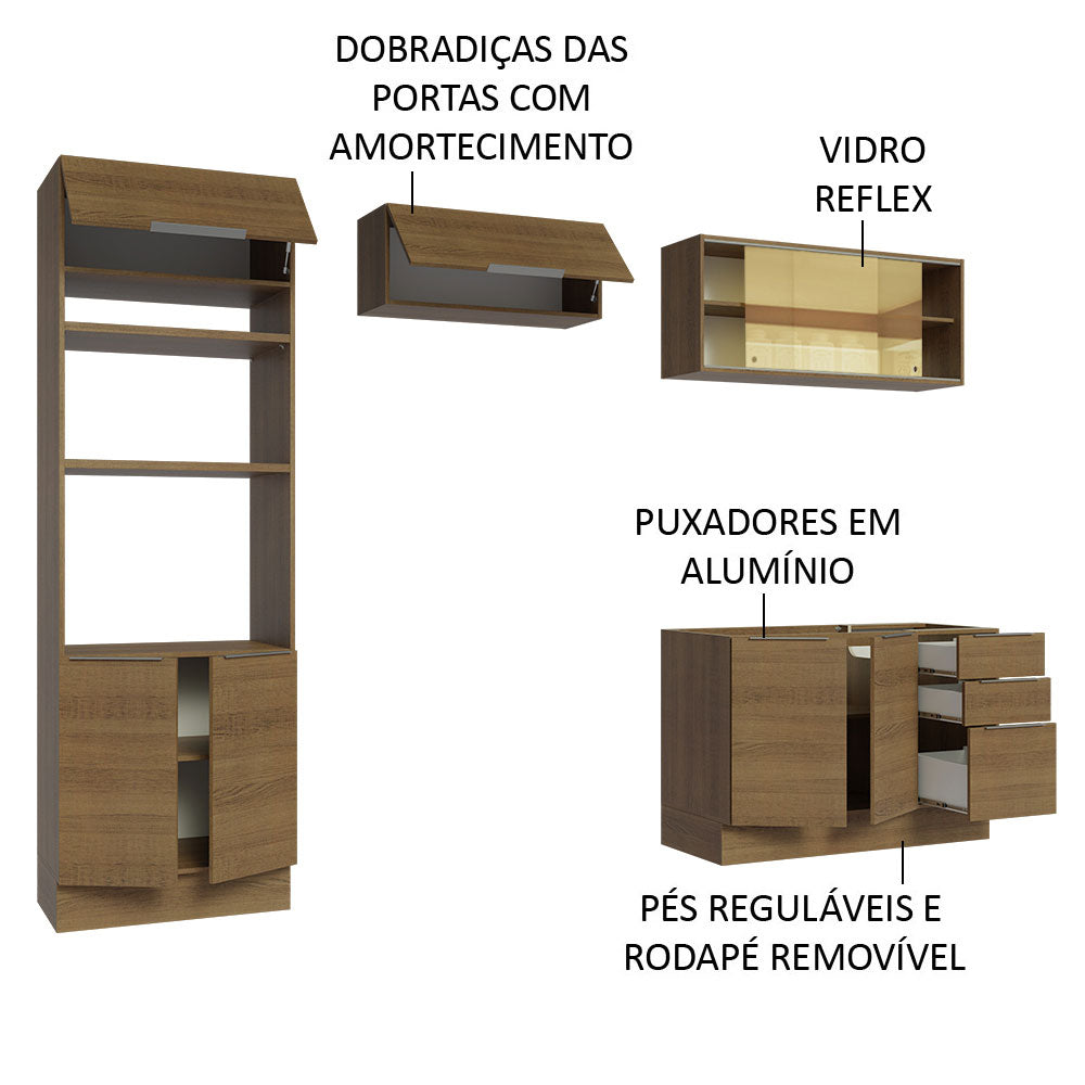 Armário de Cozinha Completa 270cm Rustic Stella Madesa 06