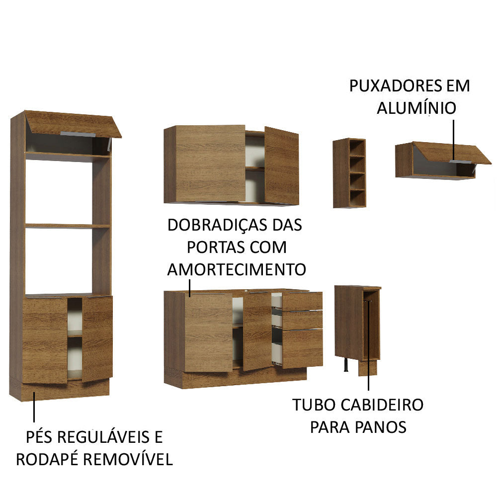 Armário de Cozinha Completa 290cm Rustic Stella Madesa 02