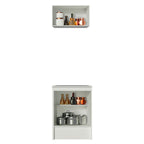 Kit Madesa Topazio 60 cm 2 Portas com Armário Aéreo e Balcão Branco/Preto