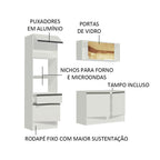 Armário de Cozinha Compacta  com Balcão e Tampo Branco Diamante Pop Madesa