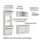Armário de Cozinha Completa 240cm Branco Topazio Madesa 01