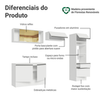 Armário de Cozinha Completa 260cm Branco Diamante Madesa 02