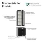 Kit Balcão + Cristaleira 70 cm Branco/Preto Vik Madesa 01
