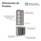 Kit Balcão + Cristaleira 70 cm Branco/Cinza Vik Madesa 01