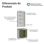Kit Balcão + Cristaleira 70 cm Branco/Verde/Branco Vik Madesa 01