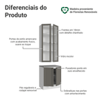 Kit Balcão + Cristaleira 70 cm Branco/Cinza Vik Madesa 02