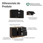 Armário de Cozinha Compacta 180 cm Rustic/Preto Vik Madesa 02