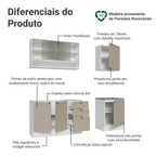 Armário de Cozinha Compacta 180 cm Branco/Crema Vik Madesa 03