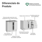 Kit com 2 Balcões de Cozinha 3 Gavetas 4 Portas (Sem Tampo e Pia) Branco Vik Madesa 01