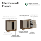Kit com 2 Balcões de Cozinha 3 Gavetas 4 Portas (Sem Tampo e Pia) Rustic/Crema Vik Madesa 01
