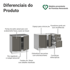 Kit com 2 Balcões de Cozinha 3 Gavetas 4 Portas (Sem Tampo e Pia) Branco/Cinza Vik Madesa 01
