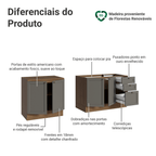 Kit com 2 Balcões de Cozinha 3 Gavetas 4 Portas (Sem Tampo e Pia) Rustic/Cinza Vik Madesa 01