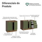 Kit com 2 Balcões de Cozinha 3 Gavetas 4 Portas (Sem Tampo e Pia) Rustic/Verde Vik Madesa 01