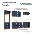Armário de Cozinha Completa 270 cm Rustic/Azul Vik Madesa 01