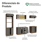 Armário de Cozinha Completa 270 cm Rustic/Cinza Vik Madesa 02