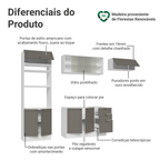 Armário de Cozinha Completa 270 cm Branco/Cinza Vik Madesa 03