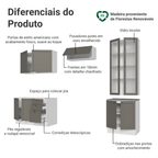 Armário de Cozinha Completa 270 cm Branco/Cinza Vik Madesa 06