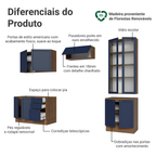 Armário de Cozinha Completa 270 cm Rustic/Azul Vik Madesa 06