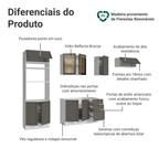 Armário de Cozinha Completa 270 cm Branco/Cinza Vik Madesa 08