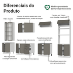 Armário de Cozinha Completa 340 cm Branco/Cinza Vik Madesa 01