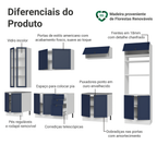 Armário de Cozinha Completa 340 cm Branco/Azul Vik Madesa 01
