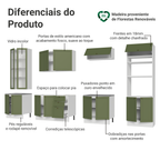 Armário de Cozinha Completa 340 cm Branco/Verde Vik Madesa 01