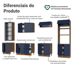 Armário de Cozinha Completa 340 cm Rustic/Azul Vik Madesa 01