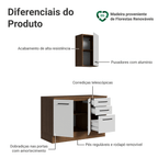 Conjunto Gabinete para Banheiro 120cm 3 Portas 3 Gavetas Rustic/Branco Agata Madesa 01