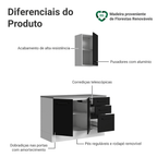 Conjunto Gabinete para Banheiro 120cm 3 Portas 3 Gavetas Branco/Preto Agata Madesa 01
