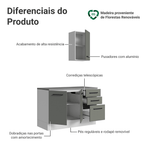 Conjunto Gabinete para Banheiro 120cm 3 Portas 3 Gavetas Branco/Cinza Agata Madesa 01