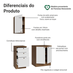 Conjunto Gabinete para Banheiro 110cm 3 Gavetas 3 Portas Rustic/Branco Vik Madesa 01