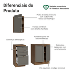 Conjunto Gabinete para Banheiro 110cm 3 Gavetas 3 Portas Rustic/Cinza Vik Madesa 01