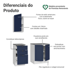 Conjunto Gabinete para Banheiro 110cm 3 Gavetas 3 Portas Branco/Azul Vik Madesa 01