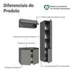 Conjunto Gabinete Suspenso para Banheiro 120cm 5 Portas Cinza Nice Madesa 02