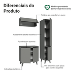 Conjunto Gabinete para Banheiro 120cm 5 Portas Cinza Nice Madesa 03